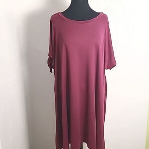 A.U.W. Pullover Dress, Short Sleeves with Cut-out & Tie, Rose Colored, Size 2X